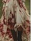 tanie Sukienki boho-Damskie Długa sukienka sukienka maxi Codzienne sukienki Sukienka rozkloszowana Letnie sukienki Sukienka Boho Zabytkowe Urlop Codzienny Święto Regularny Wzór tie-dye Długi rękaw W serek Wino Lato