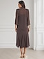 abordables Conjuntos de vestidos para mamá-Vestido de madre de la novia en forma de A dos piezas elegante con cuello cuadrado larga chiffon manga larga con envoltura incluida bordado de niveles de encaje 20