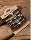 preiswerte Herrenschmuck-Herren-Westernarmband aus Leder mit türkisfarbenen Steinen, Kuhschädel-Design, Boho-Stil für Freizeit und Outdoor