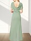 economico Abiti da sposa-Abiti da invitata di matrimonio in A-Line abito elegante invitata di matrimonio lunghezza fino al pavimento senza maniche scollo a V in chiffon retro a cowl con pieghe fessura