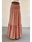 preiswerte Grafische Röcke-Damen Rock Bohemien Lässig Boho Maxi Mittlere Hüfthöhe Röcke Blumen Druck Mikroelastisch Urlaub Straße Dunkelrosa Purpur Fuchsie Orange Sommer Polyester