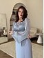 preiswerte Cocktailkleider-A-Linie Quinceanera Kleider Elegantes Kleid Formelle Hochzeit Bodenlang Lange Ärmel Quadrat-Ausschnitt Satin mit Raffung