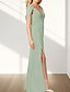 economico Abiti da sposa-Abiti da invitata di matrimonio in A-Line abito elegante invitata di matrimonio lunghezza fino al pavimento senza maniche scollo a V in chiffon retro a cowl con pieghe fessura