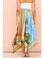 billige Grafiske nederdele-Dame Skjørte Afslappet Boheme Maxi Alm. taljede Nederdele Blomstret Trykt mønster Assymetrisk søm Mikroelastisk Gade I-byen-tøj Grøn Sommer Polyester