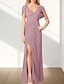 economico Abiti da sposa-Abiti da invitata di matrimonio in A-Line abito elegante invitata di matrimonio lunghezza fino al pavimento senza maniche scollo a V in chiffon retro a cowl con pieghe fessura