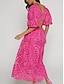 abordables Robes de cocktail-Robes A-Ligne Jaune Beurre Robe en Dentelle Brodée Mariage Invité de Mariage Longueur Maxi Manches Mi-Longues Col V Dentelle Sans Dos