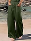 abordables Pantalon uni en coton et lin-Femmes Pantalon en coton et lin Pantalon palazzo Mode Streetwear Confort Longueur complète Taille Moyenne Uni Taille Élastique Confortable Extérieur Rue Tenue quotidienne Sortir Abricot Noir Blanche