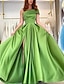 ieftine verde-Rochii de Quinceanera Tip A-Line Rochie Elegantă pentru Nuntă Invitată Lungime Până la Podea Fără Mâneci Cu Un Singur Umăr din Poliester Fără Spate cu Fendă