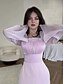 preiswerte Cocktailkleider-A-Linie Quinceanera Kleider Elegantes Kleid Formelle Hochzeit Bodenlang Lange Ärmel Quadrat-Ausschnitt Satin mit Raffung