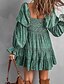 preiswerte Ausgefallene Kleider-Damen Minikleid Blumenkleid Boho-Kleid Druckkleid Westernkleid Klassisch Modern Outdoor Urlaub Ferien Normale Passform Blume Langarm Schulterfrei Blau Braun Grün Aprikose Sommer