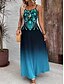 abordables Robes Boho-Femmes Robe maxi Robe trapèze Robe Nuisette Vacances Occasionnel Boho Plage Coupe régulière A Ombre Fleuri Graphique Sans manches Col en V Col Rond Glace bleue Été Printemps
