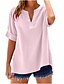preiswerte Hemden-Damen Bluse Einfach Basic Lässig Kurzarm Einkerbiger Ausschnitt Normale Oberteile Täglich Knöpfe Tasche Rote Blau Purpur Beige Sommer Frühling