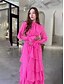 economico Matrimonio Informale / Di Giorno-Abiti da quinceanera a A abito elegante cerimonia di nozze lunghezza a terra maniche lunghe collo alto chiffon con volant