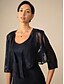 billige Dressy Toppe-Dame Trækker på skuldrene Helfarve Elegant Stilfuld Afslappet 3/4-ærmer Asymetrisk Crop Tops Bryllupsgæst Strand bryllup Navyblå Sommer Forår Efterår