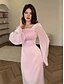 preiswerte Cocktailkleider-A-Linie Quinceanera Kleider Elegantes Kleid Formelle Hochzeit Bodenlang Lange Ärmel Quadrat-Ausschnitt Satin mit Raffung