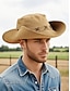 tanie Czapki męskie-męski kapelusz kowbojski w stylu western z szerokim rondem i zdobieniem nawlekanym na przelotkę, regulowany i przewiewny, idealny na wędrówki, kemping i podróże