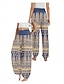 billiga Grafisk linnebyxa i bomull-Dam Linneinspirerade byxor Brett skaft Byxor Etnisk Stil Ledigt Boho Fullängd Hög midja Blommig Grafisk Paisley Ficka Elastisk midja Tryck Mateial som andas Mjuk Microelastisk Utomhus Yoga Mörklila