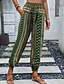 ieftine picior lat și talie înaltă-Pentru femei Jogger Pantaloni Vacanță Boho Lungime totală Talie medie Geometică Talie elastică Respirabil Comfortabil Micro-elastic Stradă Purtare Zilnică Ieșire Maro Închis Alb Rosu Verde Închis Vară