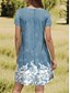 billige Blomsterkjole-Dame Mini kjole T skjortekjole Kjole med A-linje Sommerkjole Fritid Daglig Normal Blomstret Grafisk Kortermet Crewneck Rosa Blå Lilla Grønn Sommer Vår