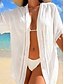 abordables Robes de plage-Maillots de bain pour femmes robe de couverture maillot de bain découpé vacances plage vêtements couleur unie à col en V manches courtes maillots de bain