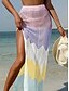 baratos Vestidos de Praia-Saia de Maiô Feminina  Cover Up Com Recorte para Férias na Praia Roupas de Banho Ombre Sem Mangas