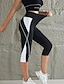 abordables Leggings et collants de yoga-Jambières Capri Femmes Contrôle du ventre Lifting des fesses Patchwork Yoga Entraînement en salle Pilates Bas Taille haute Bloc de Couleur Spandex Automne Des sports Tenues de Sport Élastique Slim
