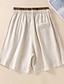 abordables Short en lin et coton-Femmes Short en coton et lin Shorts Slacks Occasionnel Longueur Genou Naturel Uni Avec Poches Conception à cordon élastique Confortable Extérieur Extérieur Rue Abricot Noir Jaune Vert Été Coupe