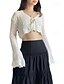 economico Top in Pizzo-Per donna Camicia Blusa Semplice Moderno Casual Manica Lunga Scollo a V Top corti Quotidiano Uscire Taglio Nero Bianco Estate
