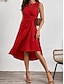 cheap Plain Dress-Women's Midi Dress A Line Dress Solid Color Bodycon Dress Work Dresses Semi Formal Office Slim Graphic Sleeveless Crew Neck Black Pink Red Blue Summer