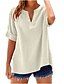 preiswerte Hemden-Damen Bluse Einfach Basic Lässig Kurzarm Einkerbiger Ausschnitt Normale Oberteile Täglich Knöpfe Tasche Rote Blau Purpur Beige Sommer Frühling