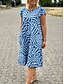 voordelige Gestreepte &amp; Geometrische Jurken-Dames Mini-jurk T shirt jurk Casual Buiten Uitgaan Normale pasvorm Grafisch Geometrisch Korte mouw Ronde hals Zwart Hemelsblauw Groen Abrikoos Zomer Lente