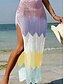 baratos Vestidos de Praia-Saia de Maiô Feminina  Cover Up Com Recorte para Férias na Praia Roupas de Banho Ombre Sem Mangas