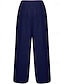 abordables Pantalon uni en coton et lin-Femmes Pantalon en coton et lin Pantalon palazzo Mode Streetwear Confort Longueur complète Taille Moyenne Uni Taille Élastique Confortable Extérieur Rue Tenue quotidienne Sortir Abricot Noir Blanche