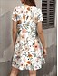 voordelige Bloemenjurken-Dames Mini-jurk T shirt jurk Zonnejurk Zomerjurk Vakantie Casual Strandstijl Dagelijks Uitgaan Normale pasvorm Bloemig Grafisch Korte mouw V-hals Blozend Roze blauw Oranje Groen Zomer
