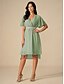 abordables Robes décontractées-Femmes Robe Longueur Genou Robe de demoiselle d&#039;honneur Robe trapèze Élégant Manche à volant robe demoiselle d honneur Cocktail Coupe régulière Uni Manche Courte Col en V Rose Claire Bleu Vert Été
