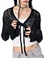 economico Top in Pizzo-Per donna Camicia Blusa Semplice Moderno Casual Manica Lunga Scollo a V Top corti Quotidiano Uscire Taglio Nero Bianco Estate