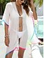 abordables Robes de plage-Maillots de bain pour femmes robe de couverture maillot de bain à ourlet à franges vacances plage vêtements couleur unie à col en V manches courtes maillots de bain