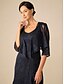 billige Dressy Toppe-Dame Trækker på skuldrene Helfarve Elegant Stilfuld Afslappet 3/4-ærmer Asymetrisk Crop Tops Bryllupsgæst Strand bryllup Navyblå Sommer Forår Efterår