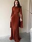 billiga Avslappnat / Dagtid Bröllop-A-Linje Quinceanera Klänningar Elegant Klänning Formell Bröllop Golvlängd Lång Ärmar Hög Halsringning Polyester med Veck