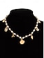 abordables Collar de mujer-Collar de perlas para mujer con dijes dorados del mar: joyería náutica de playa para vacaciones de verano y uso en resorts.