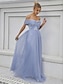 billiga Brudtärneklänningar-A-linje Tärnklänning Off Shoulder Ärm-lös Elegant Golvlängd Tyll med Enfärgad