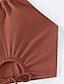 billiga Bikiniset-Dam Badkläder Bikini 2 st Baddräkt Öppen rygg Standkläder Sommar Ensfärgat Halterneck Ärmlös Baddräkter