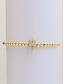 abordables Pulsera de mujer-Pulsera inicial con cuentas doradas para mujer: joyería con dijes del alfabeto personalizados, diseño elástico ajustable, estilo elegante, adecuada para regalos de graduación, cumpleaños y uso diario.