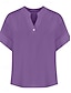 preiswerte Hemden-Damen Bluse Einfach Basic Lässig Kurzarm Einkerbiger Ausschnitt Normale Oberteile Täglich Knöpfe Tasche Rote Blau Purpur Beige Sommer Frühling
