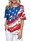 ieftine Ziua Independenței Top-Ziua Independenței Tricou Patriotic Femei 4 Iulie Tricou Steag American Modern Casual Roșu Alb Și Albastru Manșon Scurt Guler Rotund Topuri Regulate Print Weekend Roșu Vin Albastre Vară Primăvară