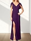 economico Abiti da sposa-Abiti da invitata di matrimonio in A-Line abito elegante invitata di matrimonio lunghezza fino al pavimento senza maniche scollo a V in chiffon retro a cowl con pieghe fessura