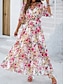 abordables Vestidos florales-Mujer Vestido maxi Vestido de una línea Vestido lencero Casual Exterior Noche Playa Ajuste regular Floral Manga 3/4 Escote en Pico Blanco Rosa Azul Real Azul Piscina Verano