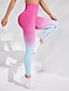 preiswerte Yoga Leggings &amp; Strumpfhosen-Damen Yogahose Yoga-Leggings Elastischer Bund Bauchkontrolle Po-Lifting Yoga Fitnesstraining Pilates Hosen Farbverläufe Rosa Purpur Grün Herbst Sport Sportkleidung Dehnbar Schlank
