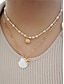 voordelige Dames ketting-dameskettingen met parelmoeren schelphangers – strandgeïnspireerde gouden kettingsieraden met nautische bedels (zeesterren, schildpadden, dolfijnen, schelpen) voor reizen, vakanties en cadeaus in de zomer