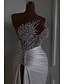 abordables BLANC-Robe du soir sirène  trompette élégante robe carnaval masquée longueur de sol sans manches décolleté épaule dénudée satin avec perles jupe overskirt